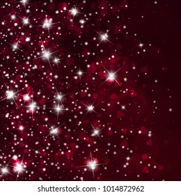 Falling hearts. Left gradient on wine red background. Falling hearts valentine's day terrific design. Vector illustration.