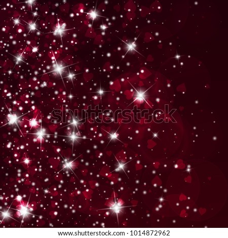 Falling hearts. Left gradient on wine red background. Falling hearts valentine's day terrific design. Vector illustration.