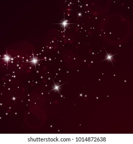 Falling hearts. Radiant left top corner on wine red background. Falling hearts valentine's day astonishing design. Vector illustration.