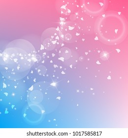 Falling hearts. Radiant left top corner on color transition background. Falling hearts valentine's day attractive design. Vector illustration.