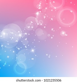 Falling hearts. Radiant left top corner on color transition background. Falling hearts valentine's day amusing design. Vector illustration.