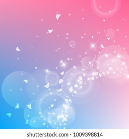 Falling hearts. Radiant right bottom corner on color transition background. Falling hearts valentine's day creative design. Vector illustration.
