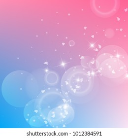 Falling hearts. Radiant right bottom corner on color transition background. Falling hearts valentine's day classic design. Vector illustration.