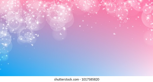 Falling hearts. Falling rain on color transition background. Falling hearts valentine's day nice design. Vector illustration.