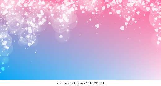 Falling hearts. Falling rain on color transition background. Falling hearts valentine's day powerful design. Vector illustration.