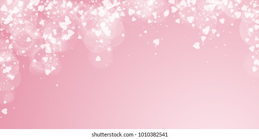 Falling hearts. Falling rain on pink background. Falling hearts valentine's day precious design. Vector illustration.
