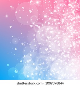 Falling hearts. Right gradient on color transition background. Falling hearts valentine's day exceptional design. Vector illustration.