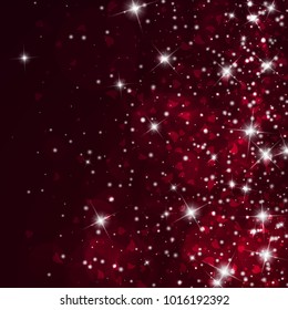 Falling hearts. Right gradient on wine red background. Falling hearts valentine's day extra design. Vector illustration.