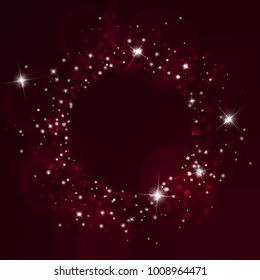 Falling hearts. Round scattered frame on wine red background. Falling hearts valentine's day tempting design. Vector illustration.