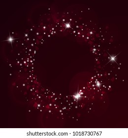 Falling hearts. Round scattered frame on wine red background. Falling hearts valentine's day sublime design. Vector illustration.