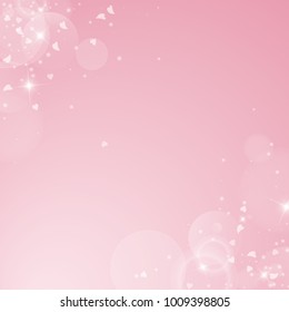 Falling hearts. Scatter abstract corners on pink background. Falling hearts valentine's day unusual design. Vector illustration.