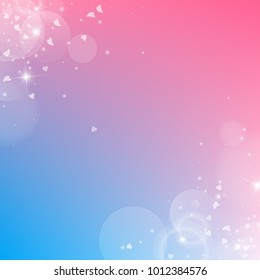 Falling hearts. Scatter abstract corners on color transition background. Falling hearts valentine's day unique design. Vector illustration.