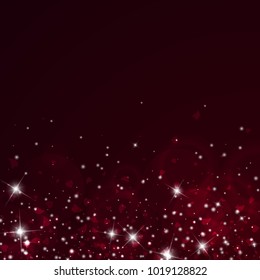Falling hearts. Scatter bottom gradient on wine red background. Falling hearts valentine's day bizarre design. Vector illustration.