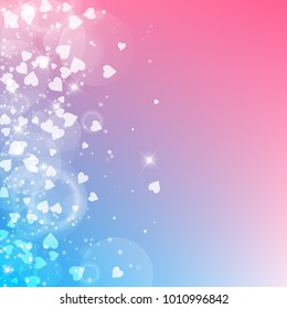 Falling hearts. Scatter left gradient on color transition background. Falling hearts valentine's day eminent design. Vector illustration.