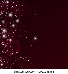 Falling hearts. Scatter left gradient on wine red background. Falling hearts valentine's day cute design. Vector illustration.
