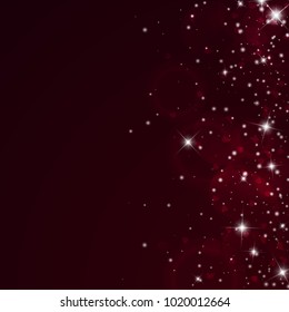Falling hearts. Scatter right gradient on wine red background. Falling hearts valentine's day exquisite design. Vector illustration.