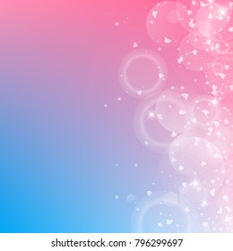 Falling hearts. Scatter right gradient on color transition background. Falling hearts valentine's day excellent design. Vector illustration.