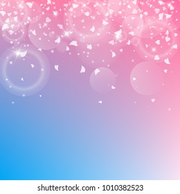 Falling hearts. Scatter top gradient on color transition background. Falling hearts valentine's day graceful design. Vector illustration.