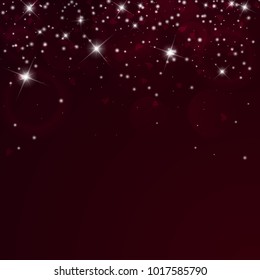 Falling hearts. Scatter top gradient on wine red background. Falling hearts valentine's day gorgeous design. Vector illustration.