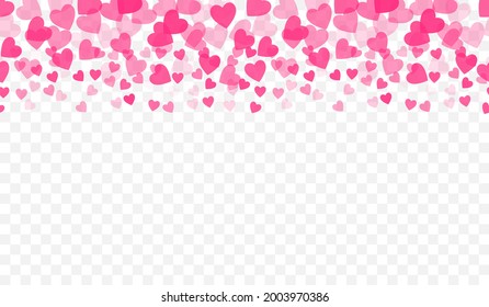 Falling Hearts Seamless Horizontal Border 