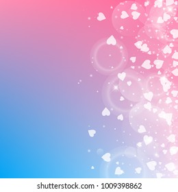 Falling hearts valentine background. Scatter right gradient on color transition background. Falling hearts valentines day fetching design. Vector illustration.