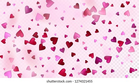 Falling Hearts Vector Confetti. Valentines Day Romantic Pattern. Luxury Gift, Birthday Card, Poster Background Valentines Day Decoration with Falling Down Hearts Confetti. Beautiful Pink Glitter