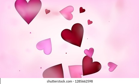 Falling Hearts Vector Confetti. Valentines Day Tender Pattern. Trendy Gift, Birthday Card, Poster Background Valentines Day Decoration with Falling Down Hearts Confetti. Beautiful Pink Design