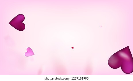 Falling Hearts Vector Confetti. Valentines Day Romantic Pattern. Luxury Gift, Birthday Card, Poster Background Valentines Day Decoration with Falling Down Hearts Confetti. Beautiful Pink Frame