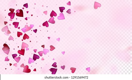 Falling Hearts Vector Confetti. Valentines Day Wedding Pattern. Rich VIP Gift, Birthday Card, Poster Background Valentines Day Decoration with Falling Down Hearts Confetti. Beautiful Pink Design