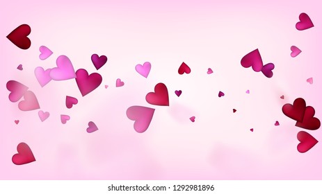 Falling Hearts Vector Confetti. Valentines Day Tender Pattern. Rich VIP Gift, Birthday Card, Poster Background Valentines Day Decoration with Falling Down Hearts Confetti. Beautiful Pink Scatter