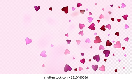 Falling Hearts Vector Confetti. Valentines Day Wedding Pattern. Modern Gift, Birthday Card, Poster Background Valentines Day Decoration with Falling Down Hearts Confetti. Beautiful Pink Glitter