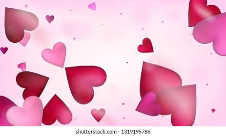 Falling Hearts Vector Confetti. Valentines Day Wedding Pattern. Rich VIP Gift, Birthday Card, Poster Background Valentines Day Decoration with Falling Down Hearts Confetti. Beautiful Pink Scatter