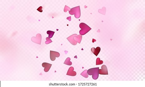 Confetti vectora de corazón en caída. Patrón de ofertas del Día de San Valentín. Hermosa decoración rosa de San Valentín Día de San Valentín con el hundimiento del corazón de Confetti. Regalo moderno, tarjeta de cumpleaños, fondo de afiche