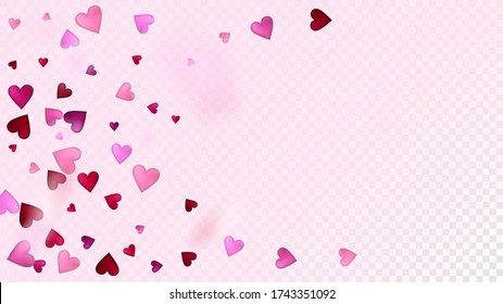 Fallende Herzen Vector Confetti. Valentinstag Hochzeitsmuster. Modernes Geschenk, Geburtstagskarte, Poster Background Valentinstag Dekoration mit Falling Down Hearts Confetti. Schöne Pink Glitter