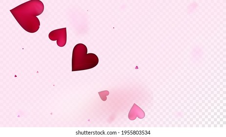 Falling Hearts Vector Confetti. Valentines Day Romantic Pattern. Beautiful Pink Sparkles Valentines Day Decoration with Falling Down Hearts Confetti. Rich VIP Gift, Birthday Card, Poster Background