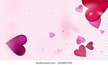 Falling Hearts Vector Confetti. Valentines Day Wedding Pattern. Beautiful Pink Sparkles Valentines Day Decoration with Falling Down Hearts Confetti. Rich VIP Gift, Birthday Card, Poster Background