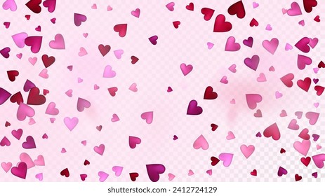 Falling Hearts Vector Confetti. Valentines Day Tender Pattern. Rich VIP Gift, Birthday Card, Poster Background Valentines Day Decoration with Falling Down Hearts Confetti. Beautiful Pink Border