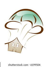 Falling House with Parachute