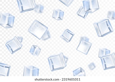 Ice cubes in box on white background Royalty Free Vector