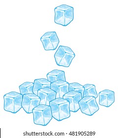 falling ice cubes vector illustration