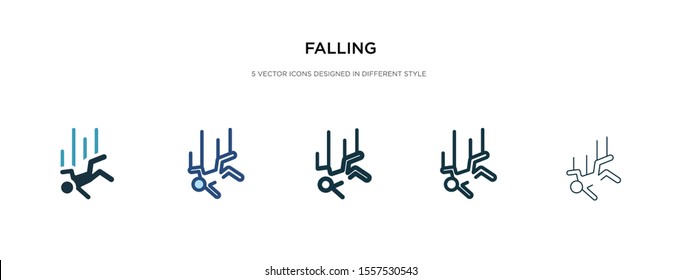 falling icon in different style vector illustration. two colored and black falling vector icons designed in filled, outline, line and stroke style can be used for web, mobile, ui