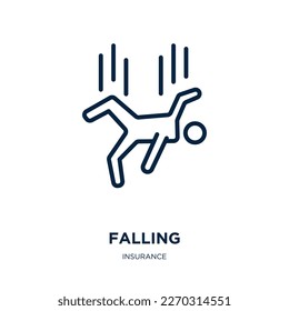 falling icon from insurance collection. Thin linear falling, simple, glyph outline icon isolated on white background. Line vector falling sign, symbol for web and mobile