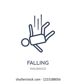 Falling icon. Falling linear symbol design from Insurance collection.