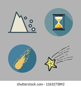 falling icon set. vector set about meteor, hourglass, shooting star and falling debris icons set.