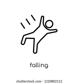 Falling icon. Trendy modern flat linear vector Falling icon on white background from thin line Insurance collection, editable outline stroke vector illustration