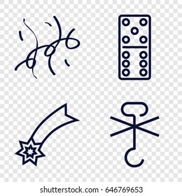 Falling icons set. set of 4 falling outline icons such as domino, no cargo warning, confetti