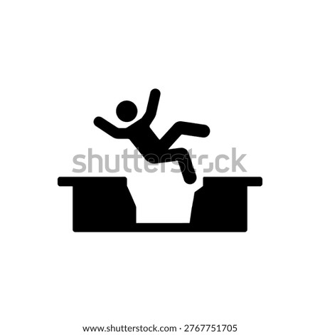 Falling Into Deep Pit Icon Isolated On White Background 
