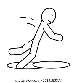 falling into sewer accident line icon vector. falling into sewer accident sign. isolated contour symbol black illustration