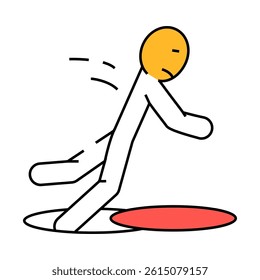 falling into sewer accident line icon vector. falling into sewer accident sign. isolated symbol illustration