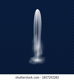 Falling  isolated waterfall  or fluid splash on transparent background.River water and  cascade aqua stream of various shape  with fog.Realistic hill nature fluid splash and drop.